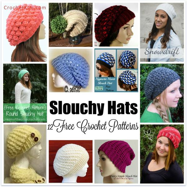 Slouchy Hats ~ 12 FREE Crochet Patterns