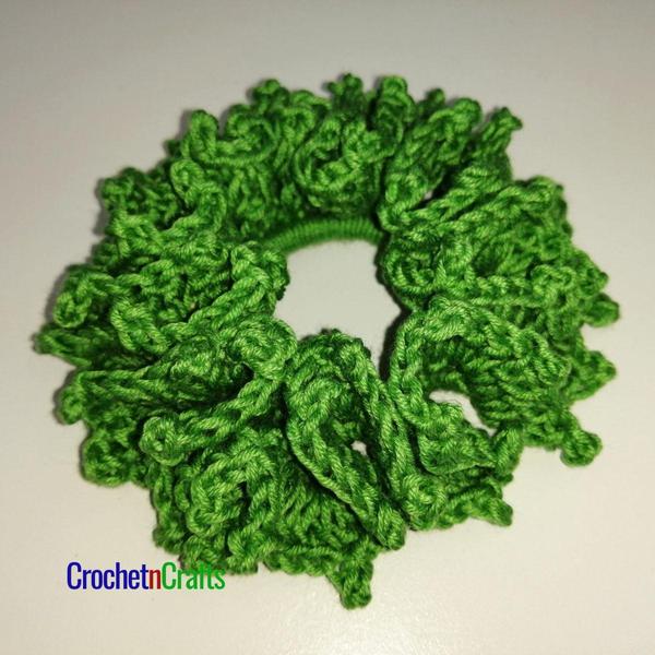 Crochet Hair Scrunchie – Split Shells N Picots