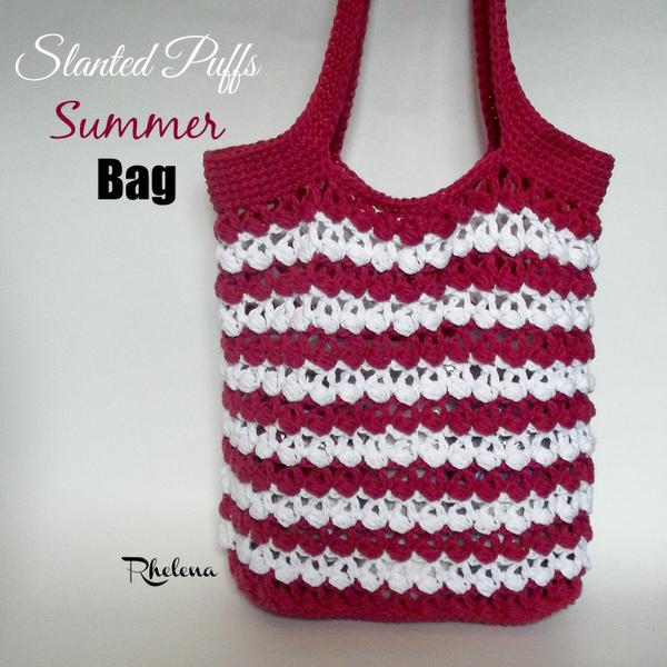 Slanted Puffs Summer Bag ~ FREE Crochet Pattern