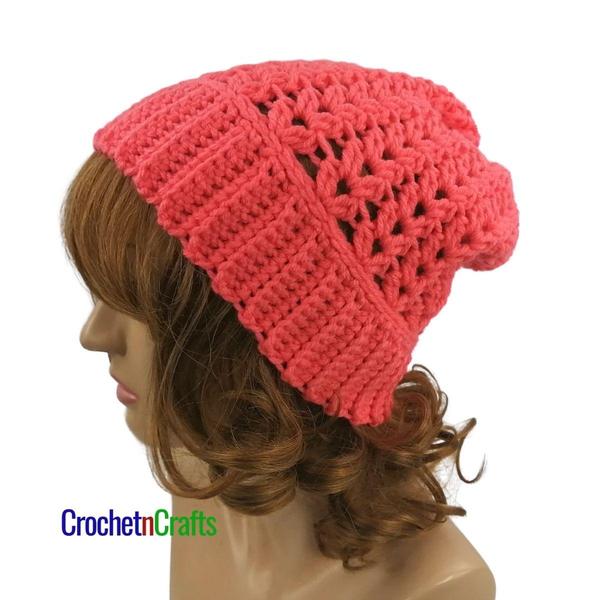 Clustered V-Stitch Crochet Hat - Worsted Weight