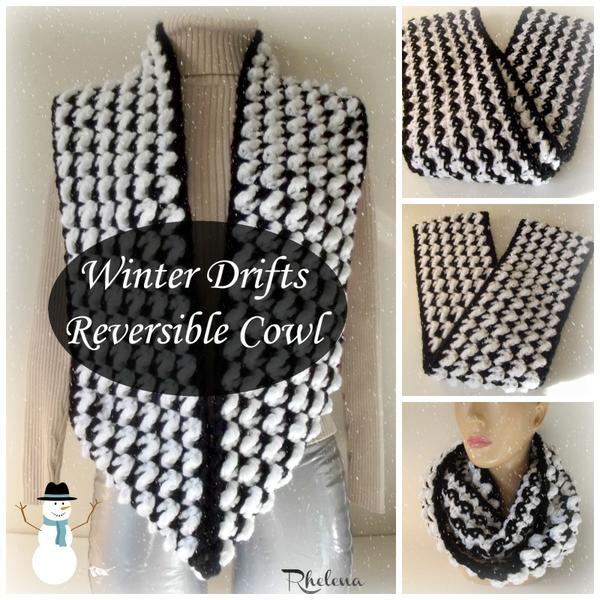 Winter Drifts Reversible Cowl ~ FREE Crochet Pattern