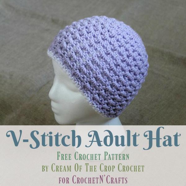V-Stitch Adult Hat ~ Free Crochet Pattern by Cream Of The Crop Crochet