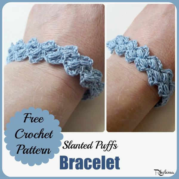 Slanted Puffs Bracelet by CrochetN'Crafts for Stitches 'N' Scraps