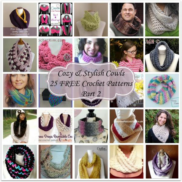 Cozy & Stylish Cowls ~ 25 FREE Crochet Patterns - Part 2