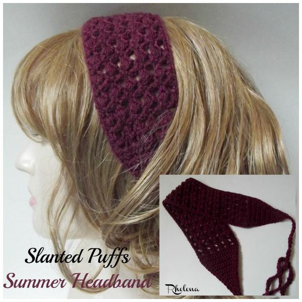 Slanted Puffs Summer Headband ~ FREE Crochet Pattern