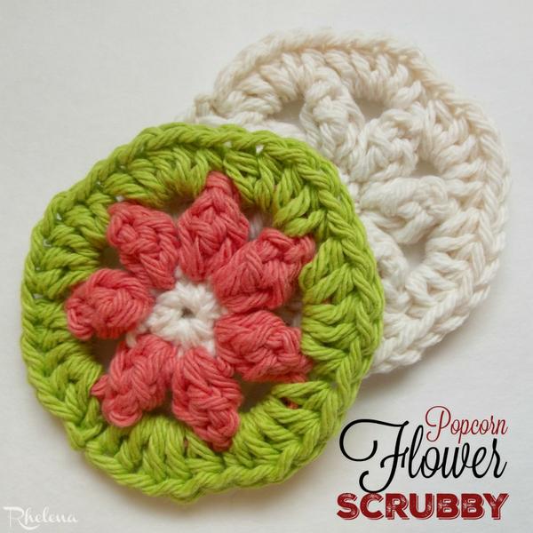 Popcorn Flower Scrubby ~ FREE Crochet Pattern