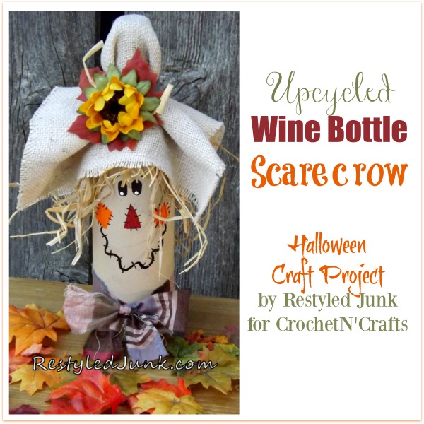 Upcycled Wine Bottle Scarecrow by Restyled Junk.