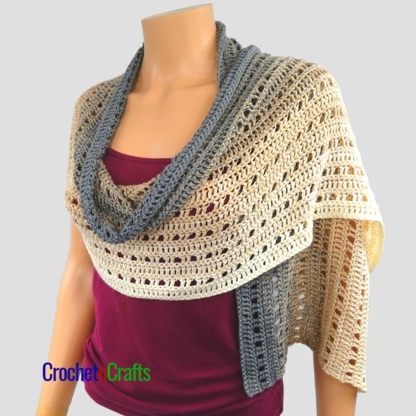 Open Stitch Easy Rectangular Crochet Shawl Pattern