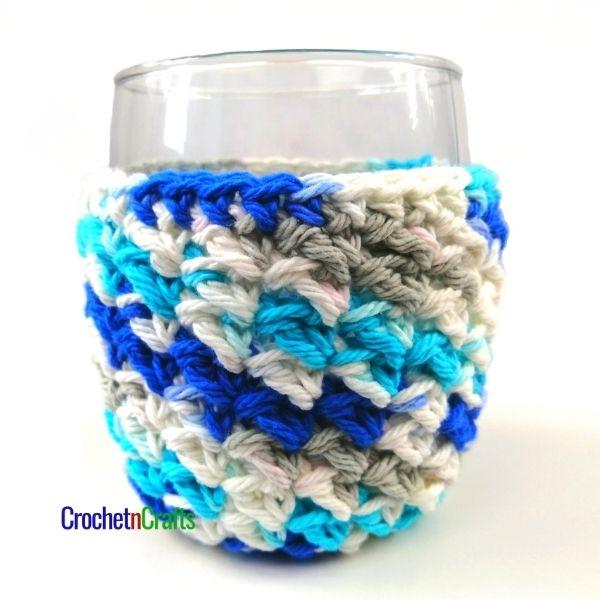 Seed Stitch Crochet Glass Cozy