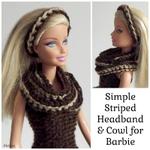 Simple Striped Headband & Cowl for Barbie