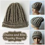 Chains and Ribs Chunky Hat ~ FREE Crochet Pattern
