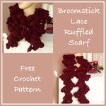 Broomstick Lace Ruffled Scarf ~ FREE Crochet Pattern