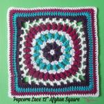 Popcorn Lace 12" Afghan Square ~ FREE Crochet Pattern