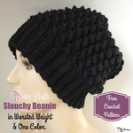 Winter Drifts Slouchy Beanie in Worsted Weight ~ FREE Crochet Pattern