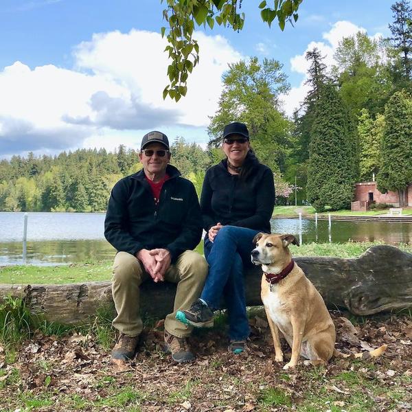 Janit, Steve and Kitty at Seward Park, Seattle.