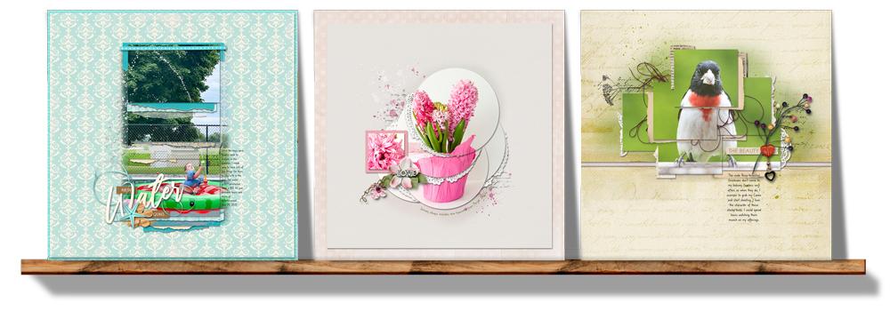 Three sample scrapbook pages