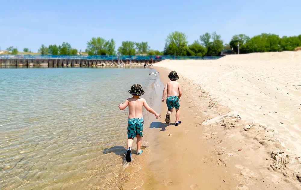 Jen's grandson running on beach