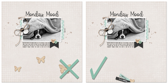 Example of incorrect layout and correct layout