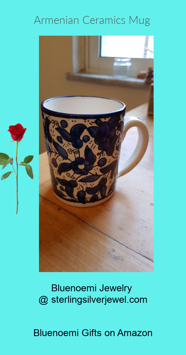 Blue armenian ceramic mug 19 usd