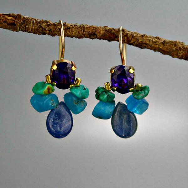 Earrings Fashion Gemstones & Swarovski Quartz Crystals Distinctive Handcrafted Bluenoemi Jewelry
