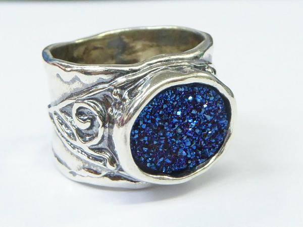 blue druzy ring