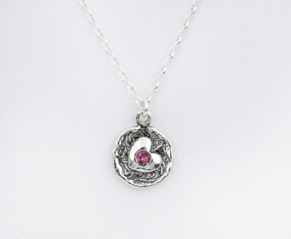 Zircon heart charm necklace