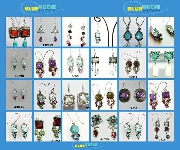 Designer Gemstones and Roman Glass Earrings
