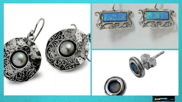 Silver earrings israeli jewelry