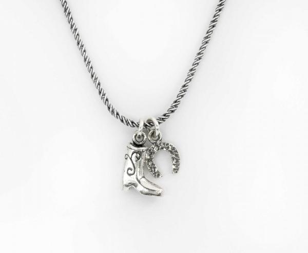 Horseshoe and Cowboy shoes charms necklace