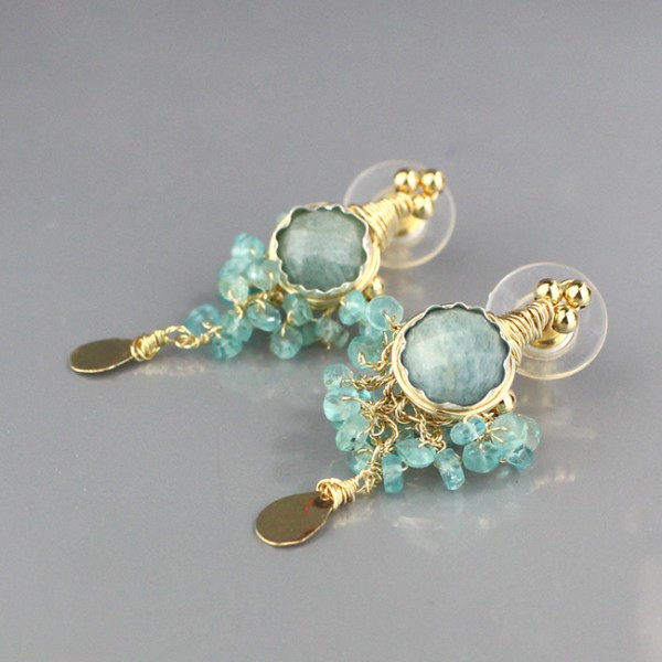 Handcrafted Bluenoemi Fashion Earrings using aquamarine gemstone