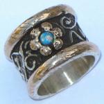 Ring silver and gold with blue opal