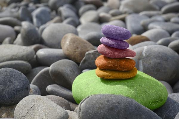 Colored stones stacked