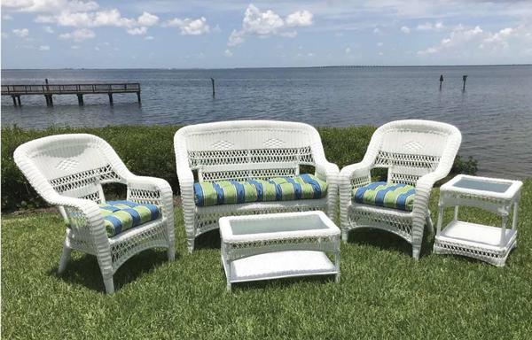 LAKESIDE WHITE ALL WEATHER WICKER FURNITURE
