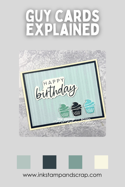 guy card using shades of blue and cupcakes
