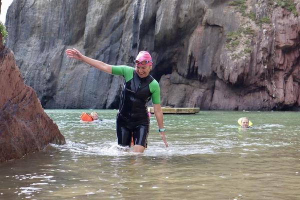 Swim group on beach