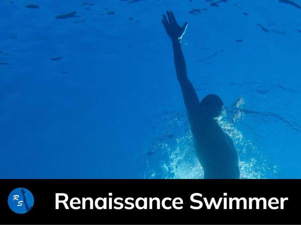 Swimmer in the sea viewed from under the water