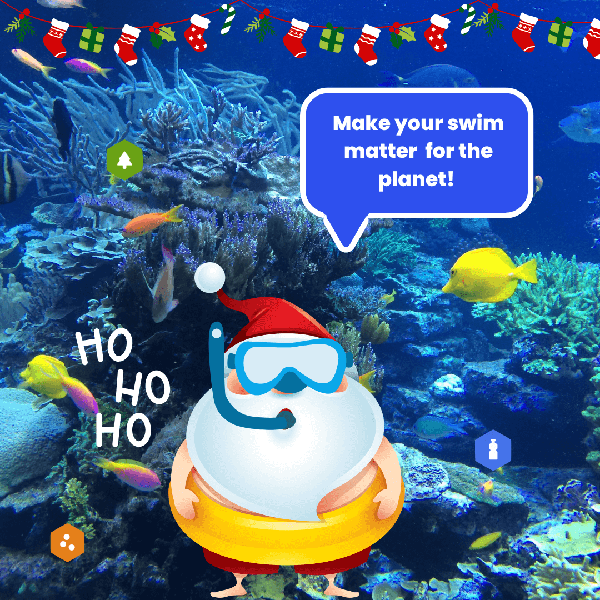 Santa underwater graphic