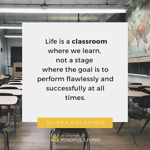 Life is a classroom where we learn, not a stage where the goal is to perform flawlessly and successfully at all times.