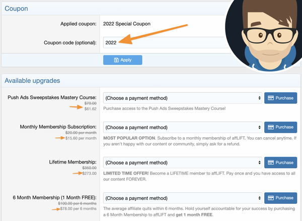 Upgrade affLIFT account