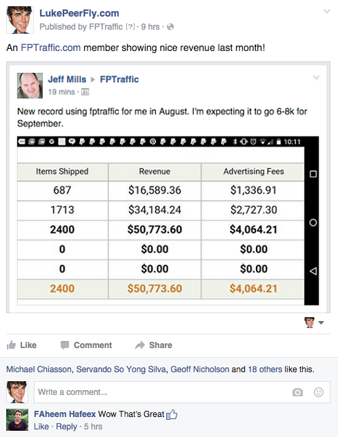 LukePeerFly Facebook Page Post