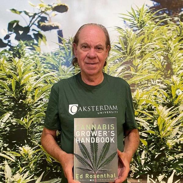 Ed Rosenthal holding book with plants 