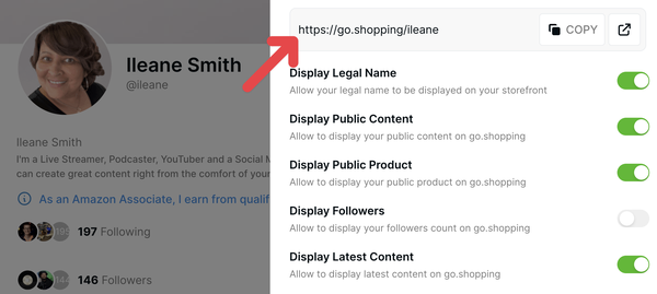 Ileanes Go Shopping Page