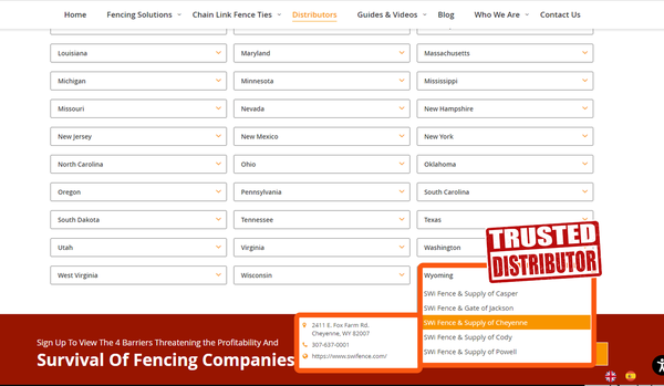 Map showing L&C Enterprises-USA distributor network across North
America