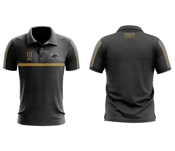 Penrith Panthers 2023 NRL Three-Peat Premiers Back To Back To Back Tidwell Mens Adult Polo Shirt