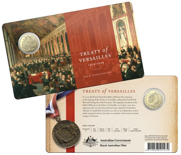 2019 $1 Centenary of the Treaty of Versailles Uncirculated Coin On Card