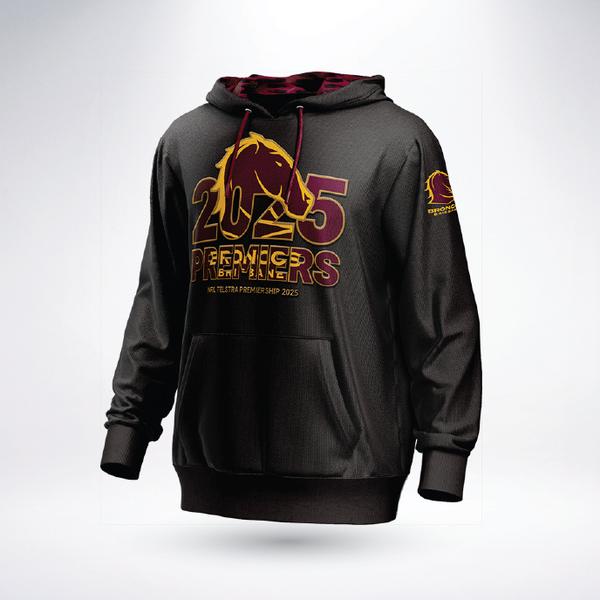 PRE ORDER - Brisbane Broncos 2025 NRL Premiers Tidwell Mens Adult Pullover Hoodie Hooded Jumper (FULL PRICE - $99.99)