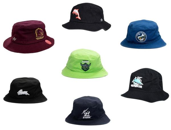 2024 NRL Adult Unisex Twill Bucket Hat  Broncos - Dolphins - Eels - Rabbitohs - Raiders - Sharks - Storm