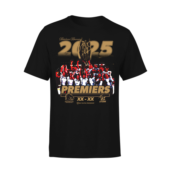 Brisbane Broncos 2025 NRL Premiers Team Photo Tidwell Kids Youth Tee Shirt T-Shirt