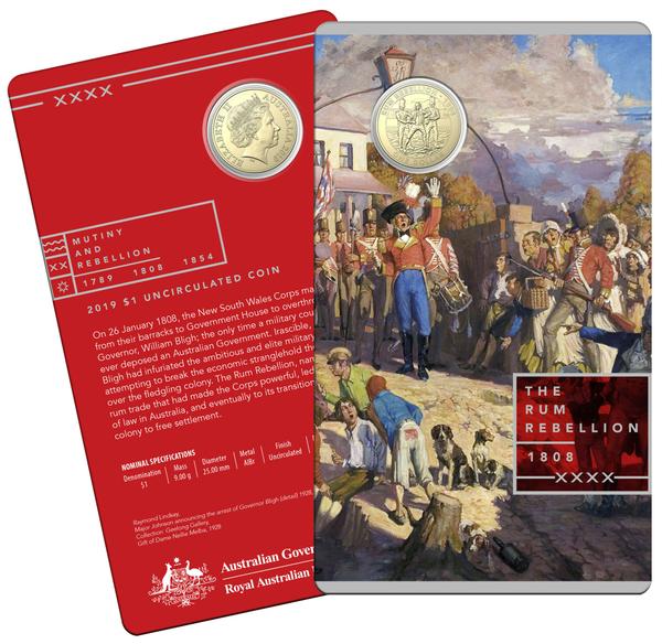 2019 $1 The Rum Rebellion Uncirculated Coin On Card 