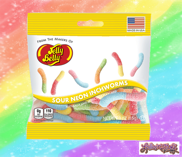 85g Packets Jelly Belly Sour Neon Inchworms Lolly Mix